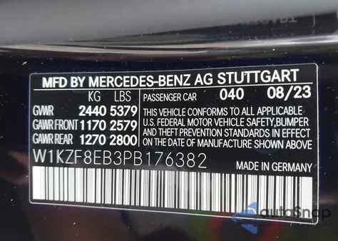 2023 Mercedes-Benz E 350 4Matic from USA, damaged, VIN W1KZF8EB3PB176382